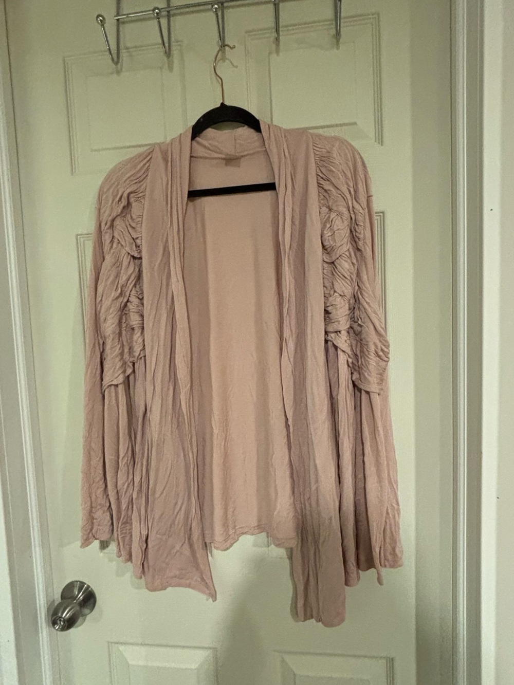 Jockey Light Pink Open-Front Ruched Sleeve Cardigan